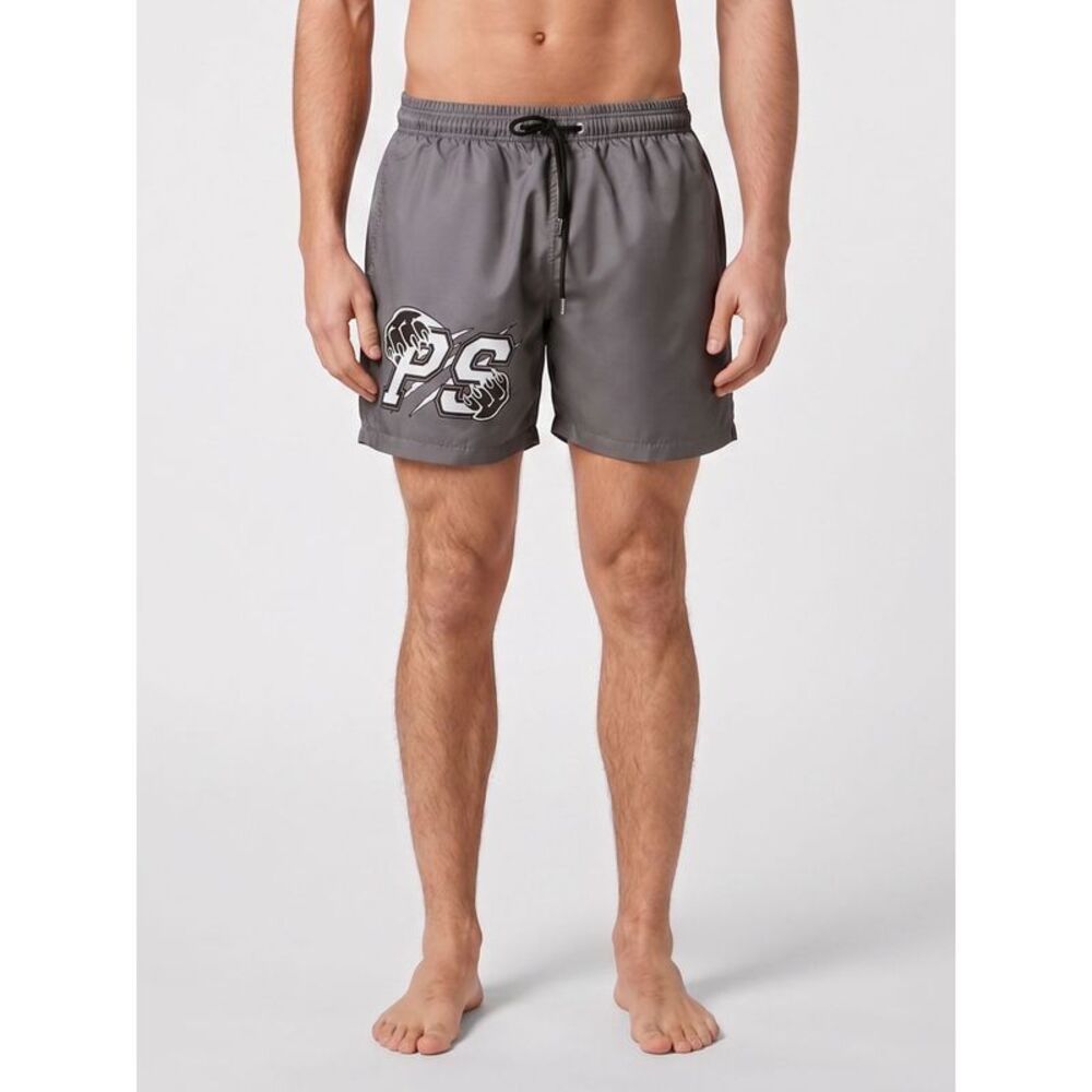Plein Sport Men Plein Sport All-Over Monogram Print Nylon Swim Trunks